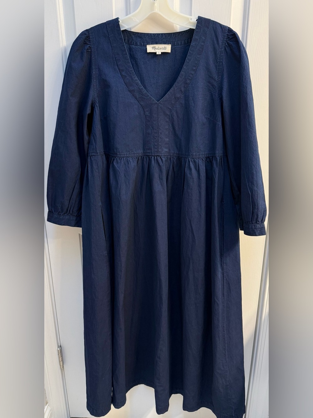 Madewell Demin Babydoll V-Neck 100% Cotton Maxi Dress Size S